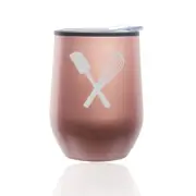 Stemless Wine Tumbler Coffee Travel Mug Glass Cup w/ Lid Spatula & Whisk Baking