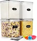 4 Pack Extra Large Airtight Food Storage Containers (5.2 L/Each) - Cereal Rice D