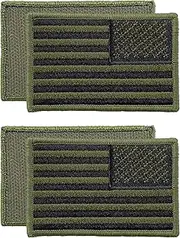 Templar Armoury (2-Pack) USA American Flag Patch 3 x 2 Premium Embroidered - Hook and Loop - United States of America - Military Uniform - US Flag Patch - Olive Drab Green (Right Side)