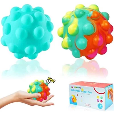 3D Silicone Push Pop It Bubble Ball Stress Anxiety Relief Fidget Toys 2 Pieces