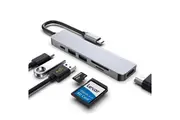 6 in 1 USBC Hub for MacBookPro Type C Adapter 4K HDMI Multiport SD Card Reader(Gray)