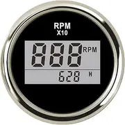 ZFGVGNMTYA 2"(52mm) Auto Truck Boat Digital Tachometer 0-9990 RPM with Hourmeter Fit for Boat Car Truck Motorcycle Red Backlight 9-32V Car Tachometer(Red Light 52mm BS)