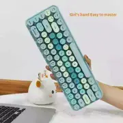 Wireless Keyboard and Mouse, Cute 68 Round Keycap Compact Keyboard for Computer