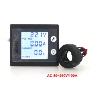 AC80-260V 100A Digital Voltmeter Ammeter Power Energy Meter Watt Tester STN Blue