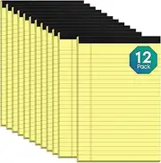 Yellow Legal Pads 5x8 Notepads, 12 Pack Small Note Pads 5x8 College Ruled Perforated Memo Pad for Work, Narrow Ruled Lined Writing Pads, 30 Sheets Per Pad, Mini Notepad for Office Home School