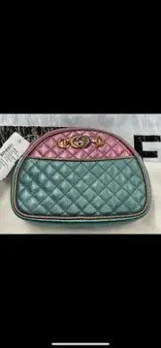 Gucci Trapuntata Camera Shoulder Bag Quilted Laminated Leather Mini (NEW)