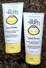 Sun Bum Cool Down Lotion 6 oz. w/Aloe, Cocoa Butter , Joboba Seed Oil. lot of 2.