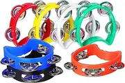 CVUTOVO 7 Pcs Tambourine Handheld Percussion Instruments for Easy to Use Jingle Bells for Holiday Parties and Sports Games