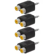 4 Pcs 3.5mm 1/8" Stereo Plug to 2 RCA Jack Adapter Audio Converter Y Splitter
