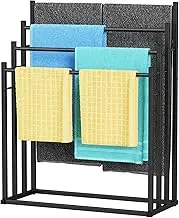 Honiter Towel Racks for Bathroom, 4 Tier Wide Towel Drying Rack Outdoor, Free Standing Towel Rack, Pool Towel Blanket Stand and Display Rack for Oversized Bath Towels, Black