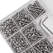 570 PCS NUZAMAS Stainless Steel M3 Button Head Hex Socket Cap Screw Bolts Screw and Nuts Flat Washer Assortment Kit with Wrench and Tweezers