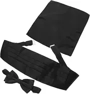 [Healvian] 1 Set Men Satin Cummerbund Bow Tie Handkerchief Set Elegant Formal Accessories for Weddings Groomsmen Special Occasions Stylish Tie Outfit Essentials