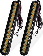 Motorcycle Indicators Flowing Turn Signal Lights Motorcycle Turn Signal Light Bar Flowing Water License Plate Light Two-color led Rear Brake Stop Lamp Tail(2PCS Red Yellow)