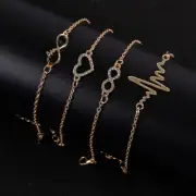 4Pcs/set Bracelet Women Bohemian Chain ECG Heart Charm Bangle Boho Jewelry G`xi