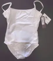 NWT Bloch camisole leotard White V back Cotton Spandex ShelfLined Ladies Petite