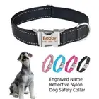 Personalised Nylon dog collar engraved custom ID Tag Name / Number reflective
