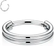 [FUNLMO] 18G 16G Septum Daith Jewelry Triple Stacked Nose Rings Surgical Steel Conch Helix Cartilage Lobe Piercing Jewelry Clicker Earrings