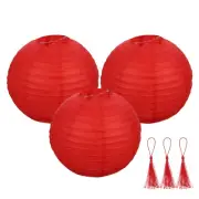 3 Pcs Red Round Paper Lanterns 12 Inch Paper Lantern Party Decorations