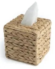 KOLWOVEN Tissue Box Holder - Square- Rattan Wicker Tissues Cube Box Cover -Boho