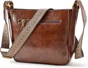 Morakot Crossbody Bags for Women Trendy Vegan Leather Hobo Handbags Shoulder Purse Bucket Bag with Adjustable Strap for Work & School Brown