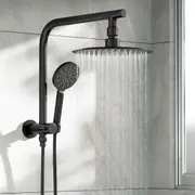 WELS 10" Rain Shower Head Set Round 3-Mode Handheld Shower Gooseneck Black