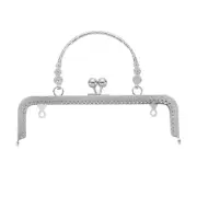 Metal Purse Frame,7.9" Retro Rectangle Kiss Lock Clasp Frame Embossed,Silver