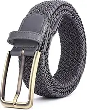 [BOZEVON] Elastic Braided Belt - Multicoloured Elastic Belt Braided Belt Stretch Belt Business Casual Belt Wide 3.5 cm for Unisex Men and Women