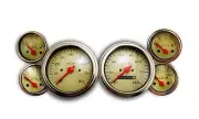 VEETHREE INSTUMENTS MECHANICAL SPEEDOMETER, TACHOMETER GAUGE SET, CREAM 6 Gauge