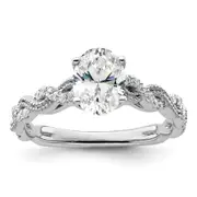 14k White Gold 1/5 Ct. Lab Grown Diamond VS/SI+ G+ 1 Ct. Center Oval Engagement Ring