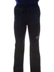 Navy Bootleg Pants With Embroidery