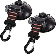 Heavy Duty Suction Cups,New 2 Pcs with Rotatable Hooks Tie Down Suction Cup Camping Tarp Accessory with Viscous Silicone Strong Power for Car Awning Boat Camping Trap