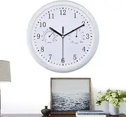 Outdoor Garden Wall Clock - Hallway Wall-Mounted Clock, Patio Clocks with Hygrometer Waterproof | 10 Inch Silent Round Battery Operated Easy to Read Decorative for Bathroom, Patio, Porch, Pool