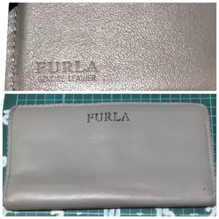 FURLA灰色全羊皮長長夾✨特價精品