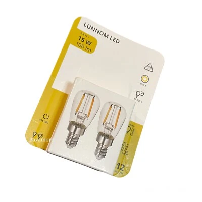 Ikea LUNNOM LED sign bulb E12 100 lumen, Glass/clear BRAND NEW (2-PACK)
