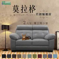 在飛比找PChome24h購物優惠-IHouse-莫拉格 柔韌貓抓皮獨立筒沙發 2人座