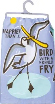 NEW!~"Happier Than A Bird With A French Fry"~28"~TEA/DISH TOWEL~Hand/Kitchen