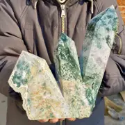 4.85LB Natural Crystal Point Aquatic Agate TowerLargesize Quartz Obeliskmineral