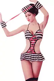 SCARVESME Women Sexy Naughty Prisoner Convict Bodysuit Costume Lingerie One Size