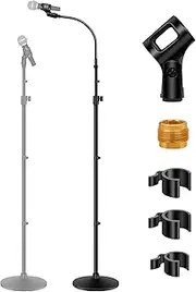 InnoGear Microphone Stand, Mic Stand Detachable Gooseneck Mic Floor Stand Height Adjustable from 32” to 70” with Weighted Round Base for Blue Yeti Blue Snowball Shure SM7B Shure SM58 Samson Q2U