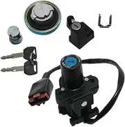 MZBZUTEDEE Ignition Switch Fuel Gas Tank Cap Cover Seat Lock Key Set Kit Fit for Honda CRF250 CRF250L CRF250M 35010-KZZ-901 35010-KZZ-900 Parts