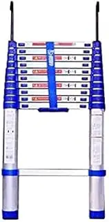 Telescopic ladder made of aluminium, 5 m extension, portable, space-saving, versatile, with hook, maximum load capacity 200 kg