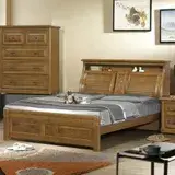 MUNA 家居 5尺樟木色雕花床台/含床頭箱(雙人床 床架 床頭箱 收納)
