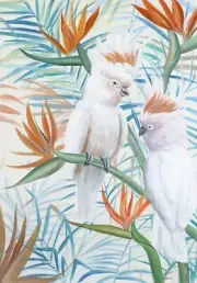 New White Cockatoos On Stem Canvas Print Painting Home Wall Decor 70x100cm