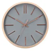 12 Inch Battery Operated Non-Ticking Round Wall Clocks, Rose Gold/Grey