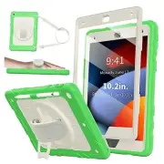 Case for iPad 9th/8th/7th Generation-Built-in Screen Protector,with Green/Beige