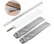Feather Duster, Adjustable Long Dusting Brush And 2 Washable Fabric Covers, Flexible Flat Duster Household Mop For Dirt And Hair, Under The Sofa