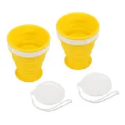 2pcs Collapsible Water Bottle, 200mL Travel Folding Cup for Camping, Yellow