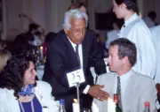 Former American tennis player Pancho Gonzales and John McEnroe of - Old Photo