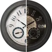 Presentime & Co 18" Farmhouse Outdoor Luminous Clock with Weather Thermometer &