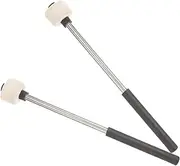 Mikinona 2pcs Stainless Steel Drum Mallets with Felt Heads Durable Percussion Sticks for Beginners Professionals for Drum Kits and Other Instruments